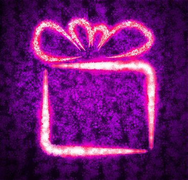 Christmas illustration with gift box on red background