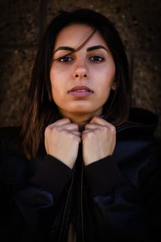 Beautiful Mixed Race Young Woman Portrait Outside.