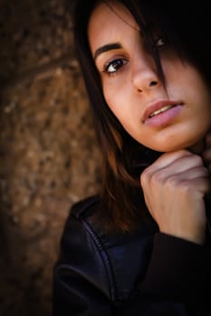 Beautiful Mixed Race Young Woman Portrait Outside.