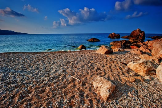 Empty deserted beach south coast of the Crimean peninsula