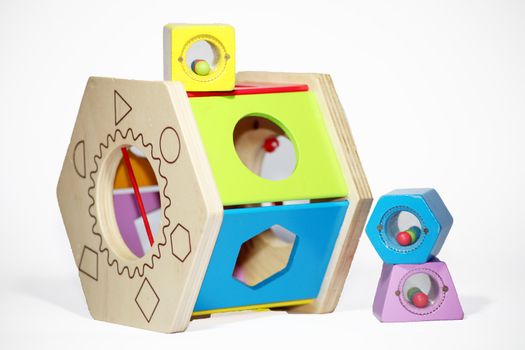 Tricky wooden colored toy for newborn baby