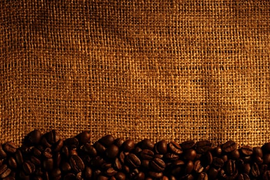 Frame of coffee beans on sacking