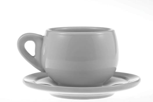 White porcelain cup and saucer on a white background