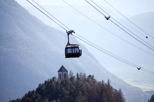 Mountain cable car beautiful landascape