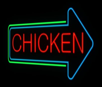 Illustration depicting an illuminated neon chicken sign.