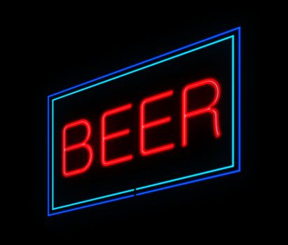 Illustration depicting an illuminated neon beer sign.