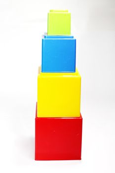 tower made of colorful plastic cubes