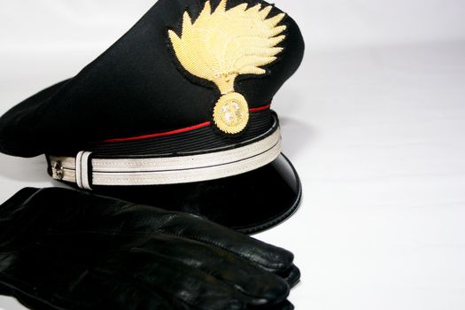 Carabinieri marshal hat with gloves, Italian militry  police force