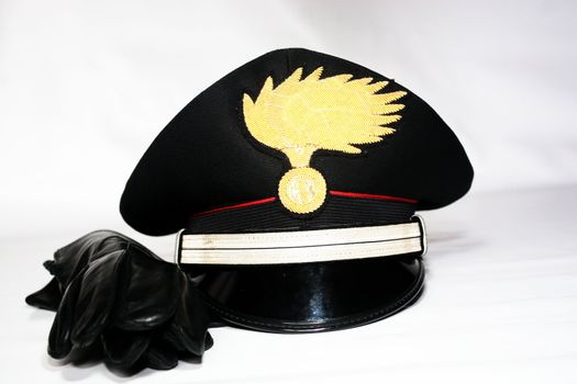 Carabinieri marshal hat with gloves, Italian military police force