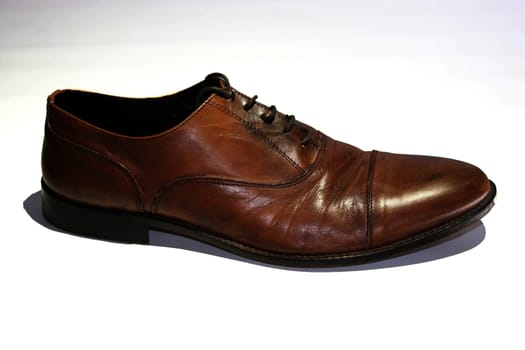 Close up of elegant brown shoe