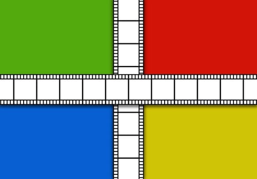 green, red, blue and yellow cinema reel background