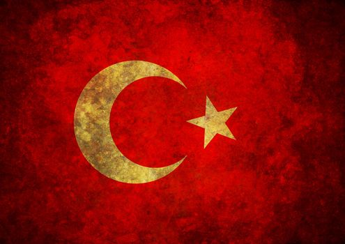 Illustrated worn looking flag of Turkey