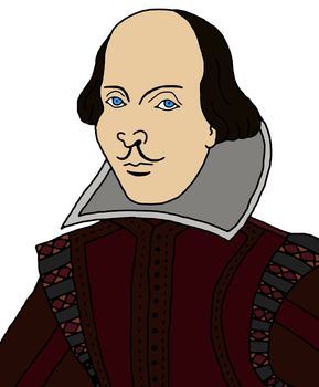 Cartoon illustration of William Shakespeare