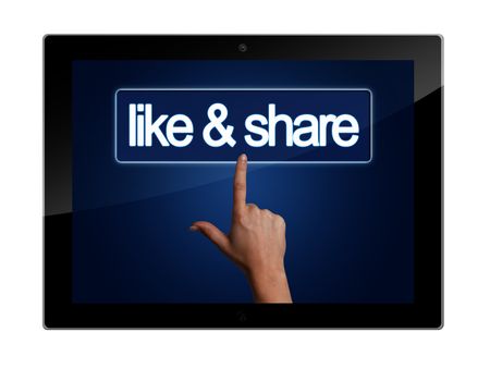 Tablet Computer with a like & share button