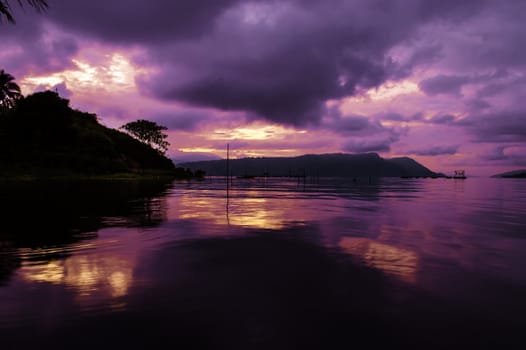 Early Morning on Lake Toba. Samosir Island, North Sumatra, Indonesia.