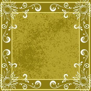 Abstract background. Contour sun, curves, frame and grunge pattern.