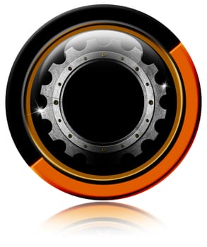 Process gray black and orange button on white background