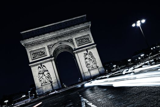 view of famous the Arc de Triomphe with special photographic processing