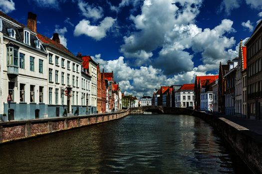 Canal and old houses in Bruges (Brugge), Belgium