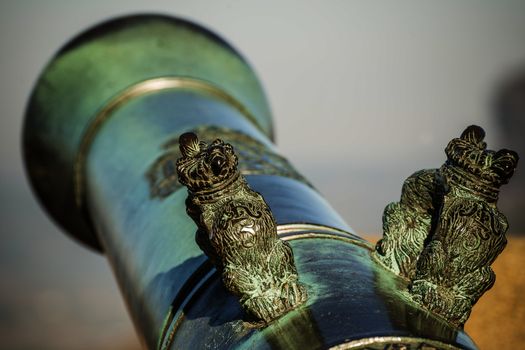 Detail of a cannon tube in saxony switzerland