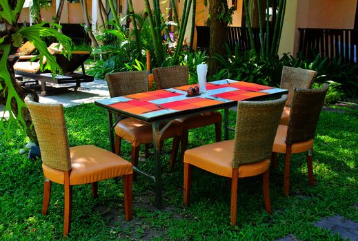 Chair and table setting outdoor