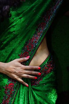 closeup of a beautiful indian woman in a saree