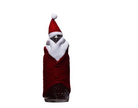 Background of Christmas decoration.bottle of Christmas with Santa Claus dress