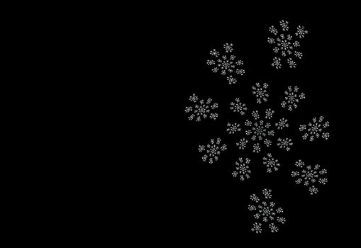 Abstract fractal snow on black background
