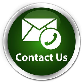 Contact us (phone into envelop icon) glossy green round button