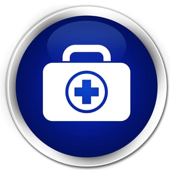 First aid kit icon glossy blue round button