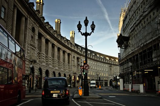 Early morning traffic in Regent Street