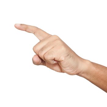 Finger point isolated on white background