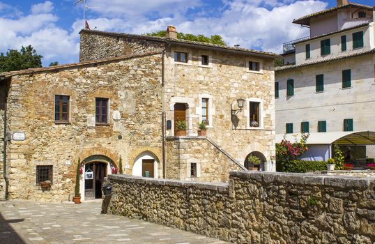 old thermal baths in the medieval village Bagno Vignoni, Tuscany