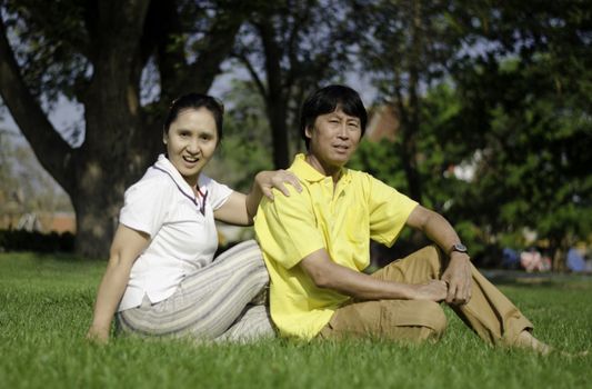 Portrait of beautiful senior couple in park, outdoor