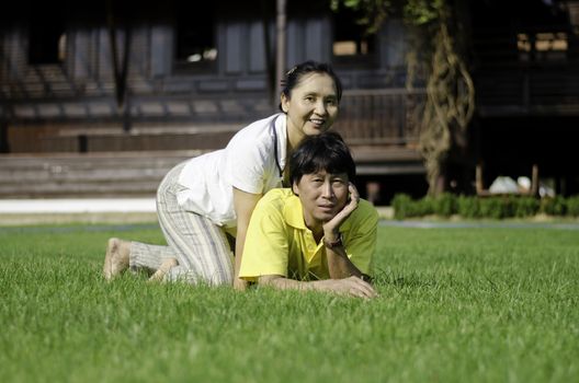 Portrait of beautiful senior couple in park