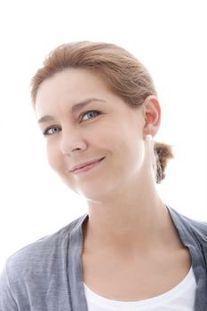 Smiling young woman in a close up portrait