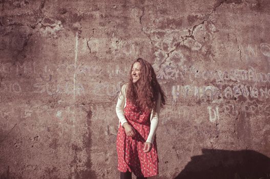 eastern hipster vintage woman at the park