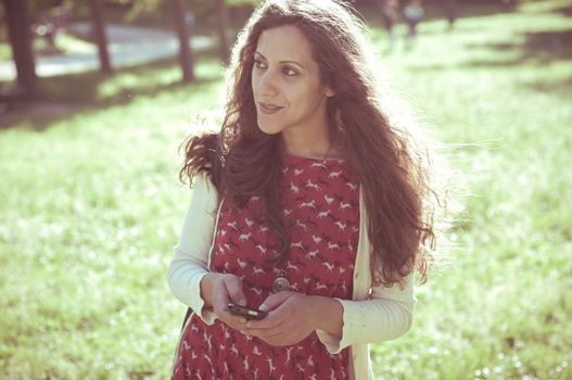 eastern hipster vintage woman at the park