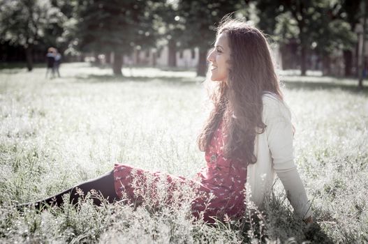 eastern hipster vintage woman at the park