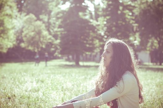 eastern hipster vintage woman at the park