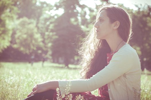 eastern hipster vintage woman at the park