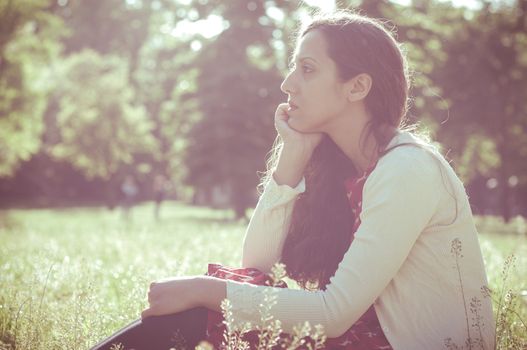 eastern hipster vintage woman at the park