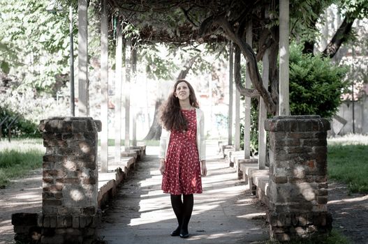 eastern hipster vintage woman at the park