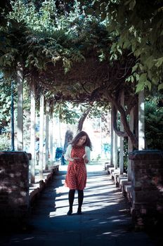 eastern hipster vintage woman at the park