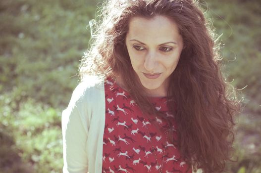 eastern hipster vintage woman at the park