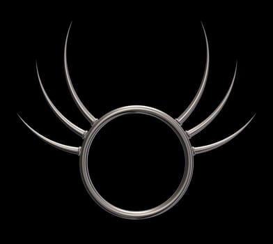 metal ring with prickles on black background - 3d illustration