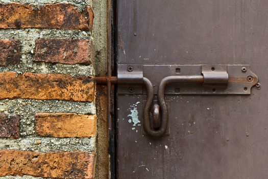 Steel lock handle of the steel door.