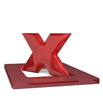 Red 3d symbol of cross mark on white background