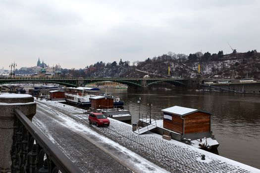 The bridge over the Vltava river in Prague, Czech Republic