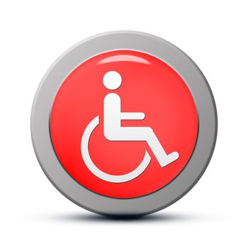 Icon series : red round handicap symbol of accessibility button
